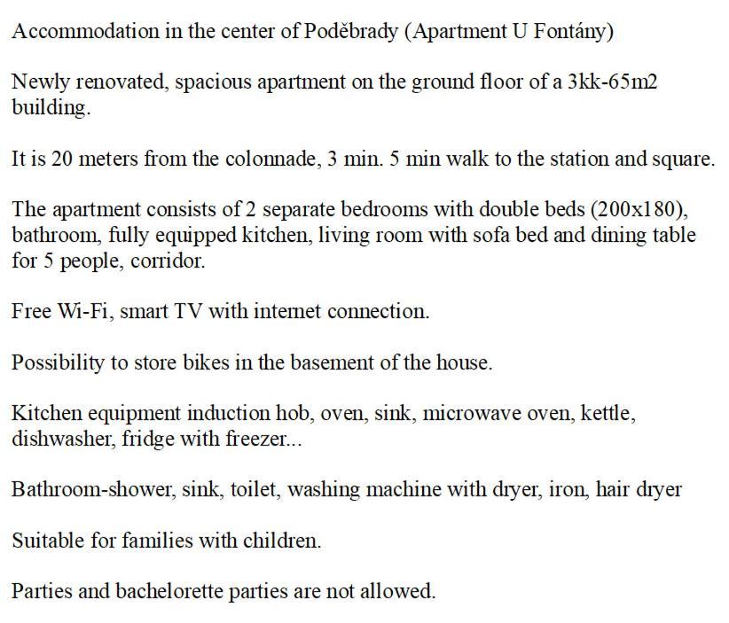 Apartman U Fontany 波杰布拉迪 外观 照片